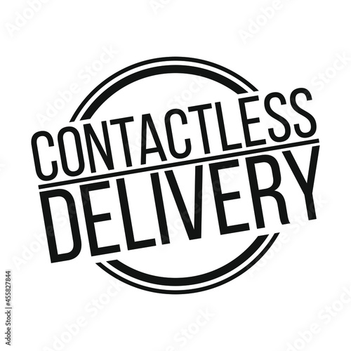 Contactless delivery basic black and white sticker badge vector