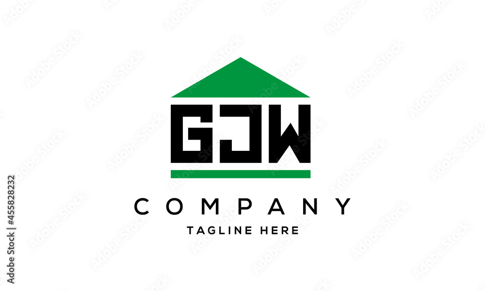 GJW three letter house for real estate logo design GJW three letter house for real estate logo design