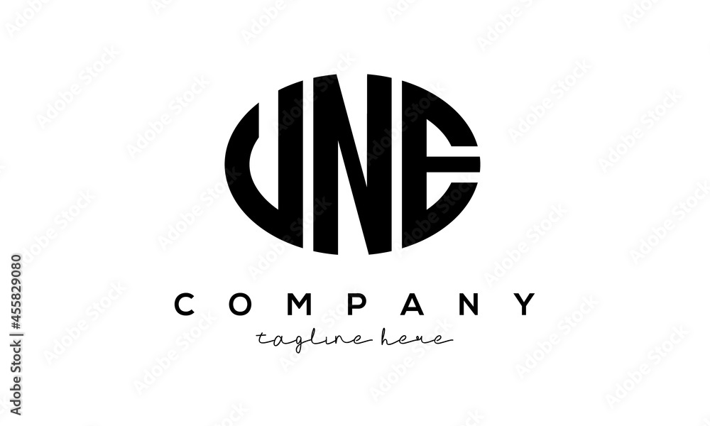 UNE three Letters creative circle logo design UNE three Letters creative circle logo design