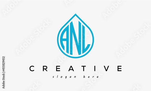 Water drop letter ANL logo initial template vector photo