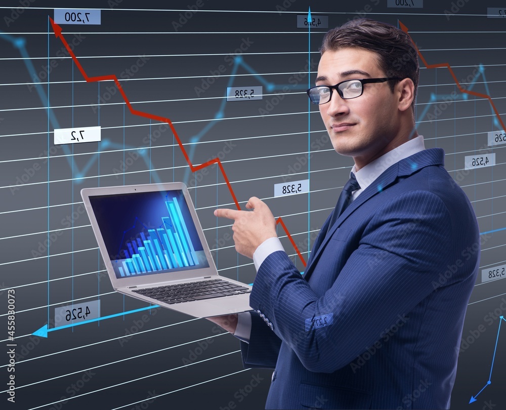 Businessman in stock exchange trading concept Businessman in stock exchange trading concept