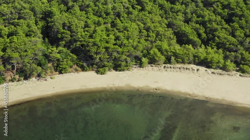 Aerial view of sandy beach Limuni on Blace Bay on Mljet Island, Croatia photo