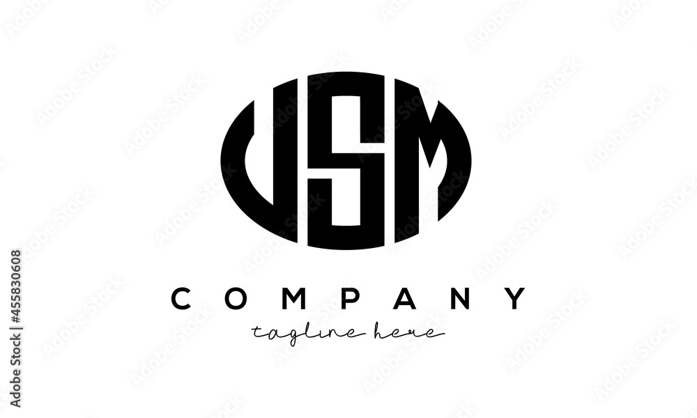 USM three Letters creative circle logo design USM three Letters creative circle logo design