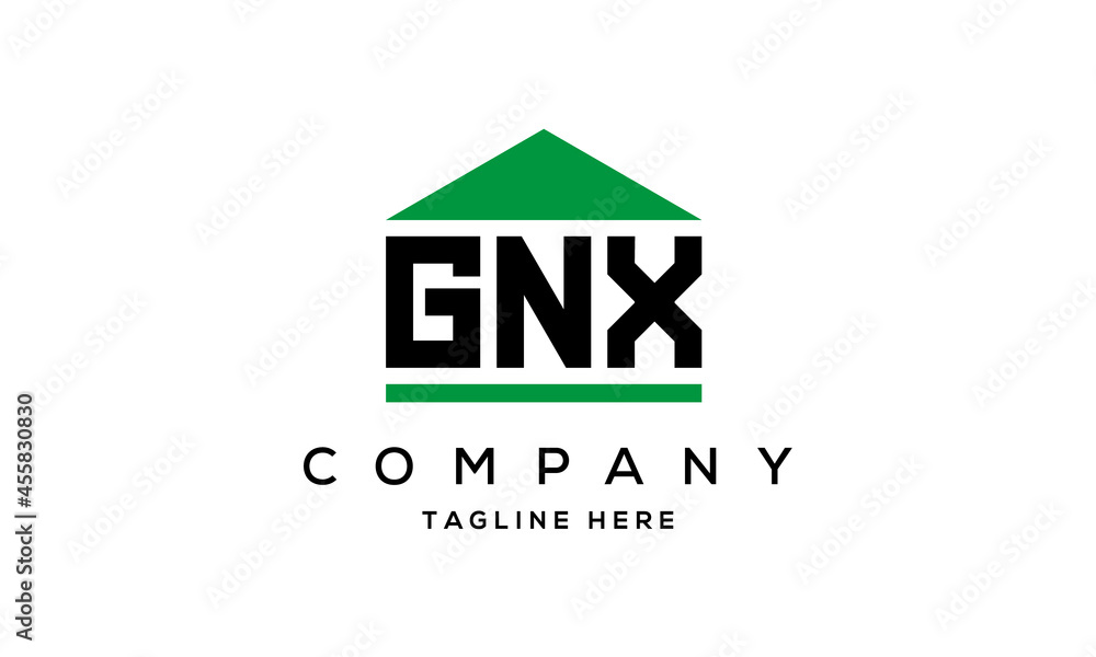 GNX three letter house for real estate logo design GNX three letter house for real estate logo design
