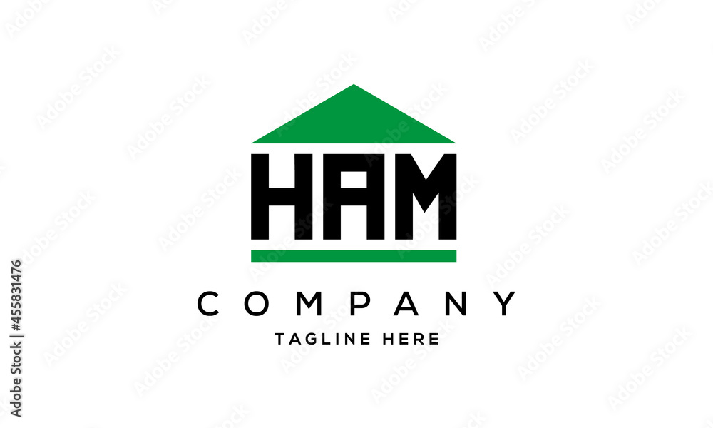 HAM three letter house for real estate logo design HAM three letter house for real estate logo design