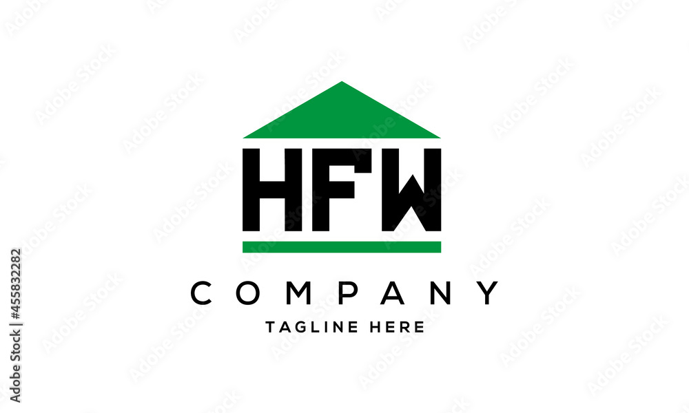 HFW three letter house for real estate logo design HFW three letter house for real estate logo design
