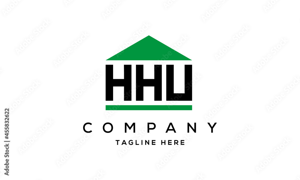 HHU three letter house for real estate logo design