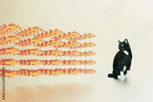 Surreal cat and goldfish photo