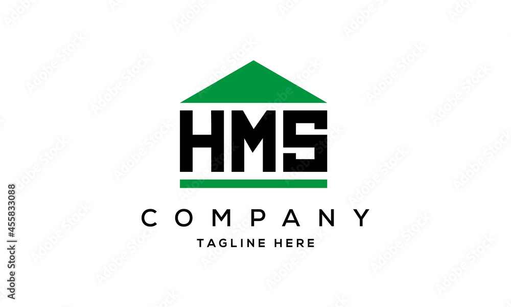 HMS three letter house for real estate logo design HMS three letter house for real estate logo design