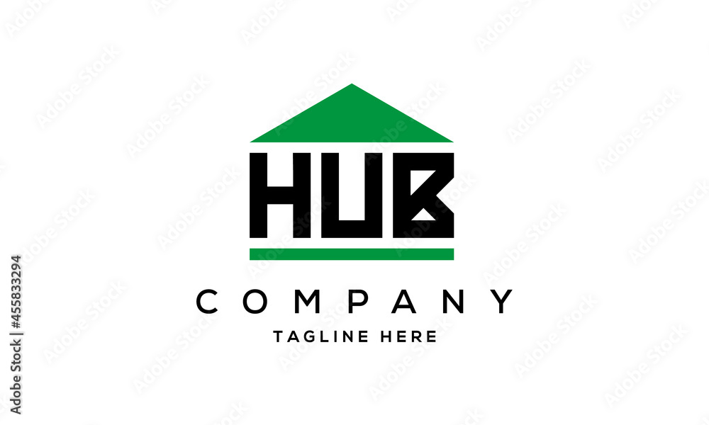 HUB three letter house for real estate logo design HUB three letter house for real estate logo design