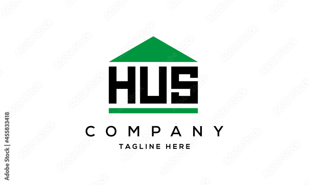 HUS three letter house for real estate logo design HUS three letter house for real estate logo design