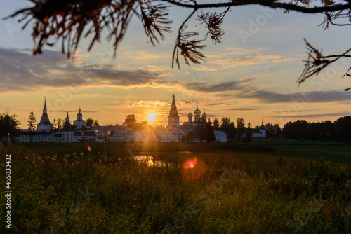 sunset over the church