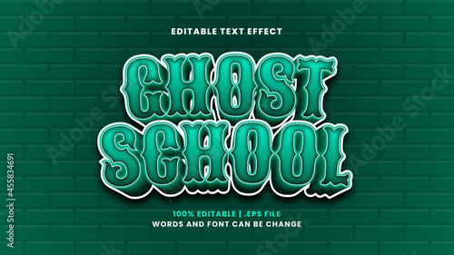 Ghost school editable text effect in modern 3d style