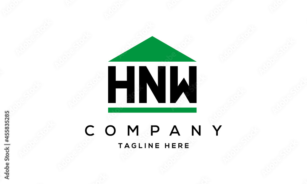 HNW three letter house for real estate logo design
