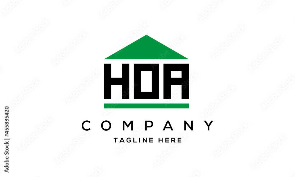 HOA three letter house for real estate logo design HOA three letter house for real estate logo design
