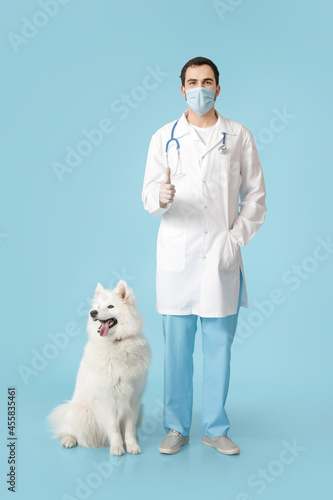 Veterinarian with cute dog ...