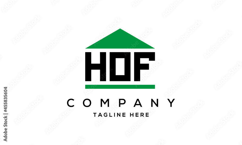 HOF three letter house for real estate logo design HOF three letter house for real estate logo design