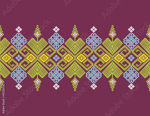 Geometric Ethnic Pattern Seamless Design used for Skirt, Carpet, Wallpaper, Clothing, Wrapping, Batik, Fabric, Print. Design of Vector Illustration Frame and Border photo