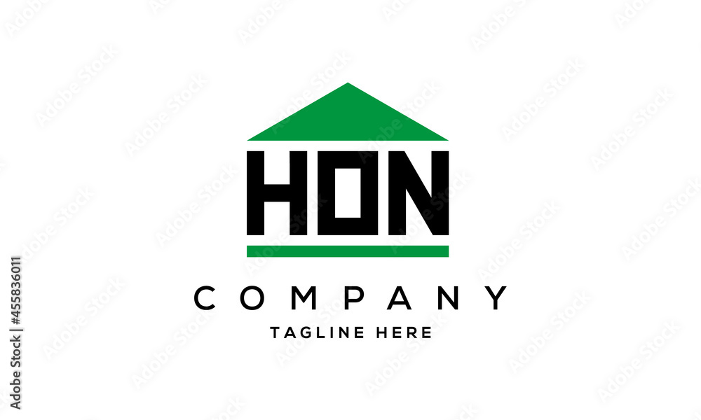 HON three letter house for real estate logo design HON three letter house for real estate logo design