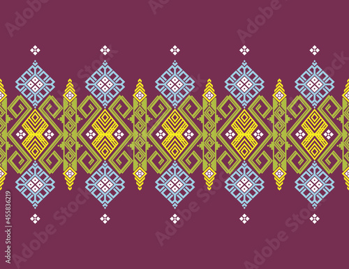 Geometric Ethnic Pattern Seamless Design used for Skirt, Carpet, Wallpaper, Clothing, Wrapping, Batik, Fabric, Print. Design of Vector Illustration Frame and Border photo