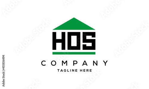 HOS three letter house for real estate logo design
