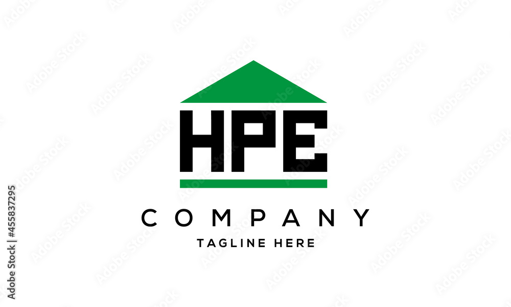 HPE three letter house for real estate logo design HPE three letter house for real estate logo design