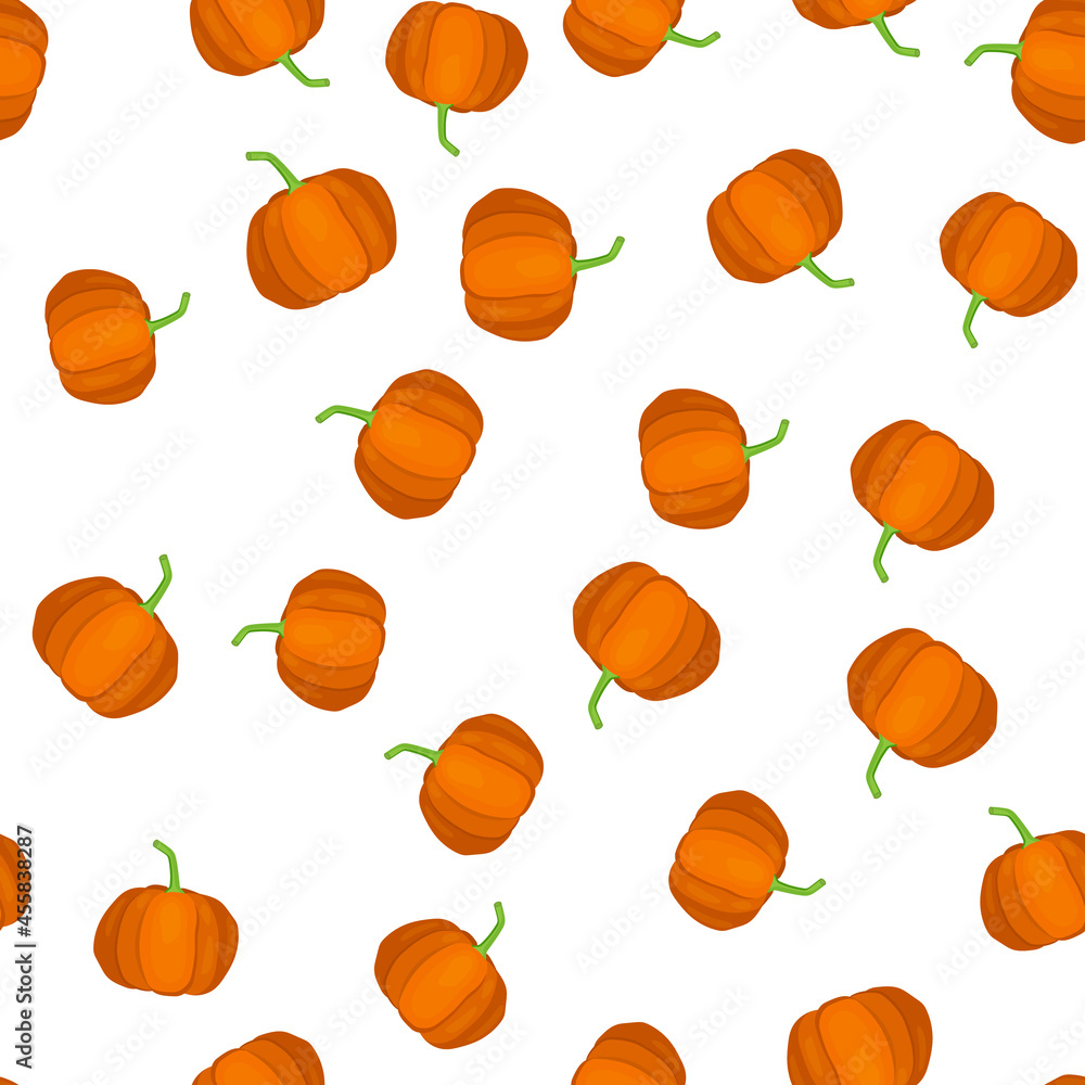 Seamless pattern with pumpkin isolated on white background