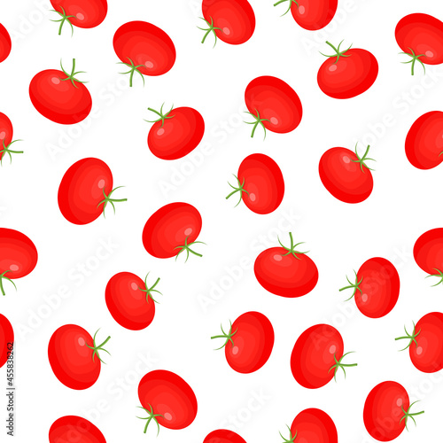 Seamless pattern with tomato isolated on white background