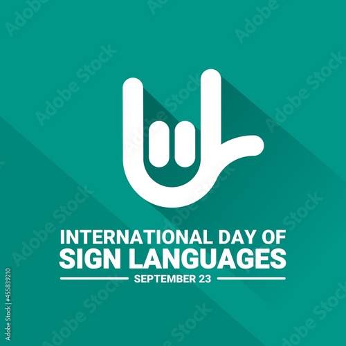 Vector illustration, sign language for I love you, as a banner, poster or symbol, international day of sign languages.