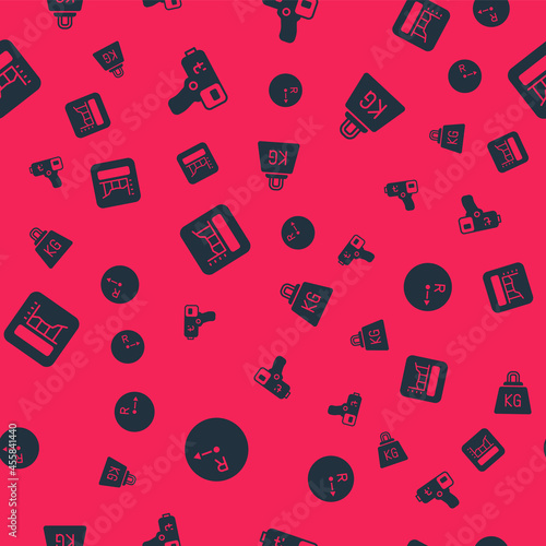 Set Radius, Digital thermometer, Graph, schedule, chart, diagram and Weight on seamless pattern. Vector