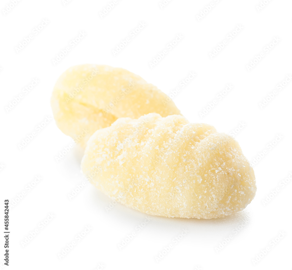 Raw gnocchi on white background Raw gnocchi on white background