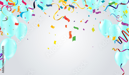 Beautiful background with Colorful balloons blue fly up. background