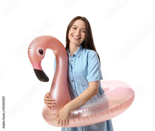Young woman with inflatable...