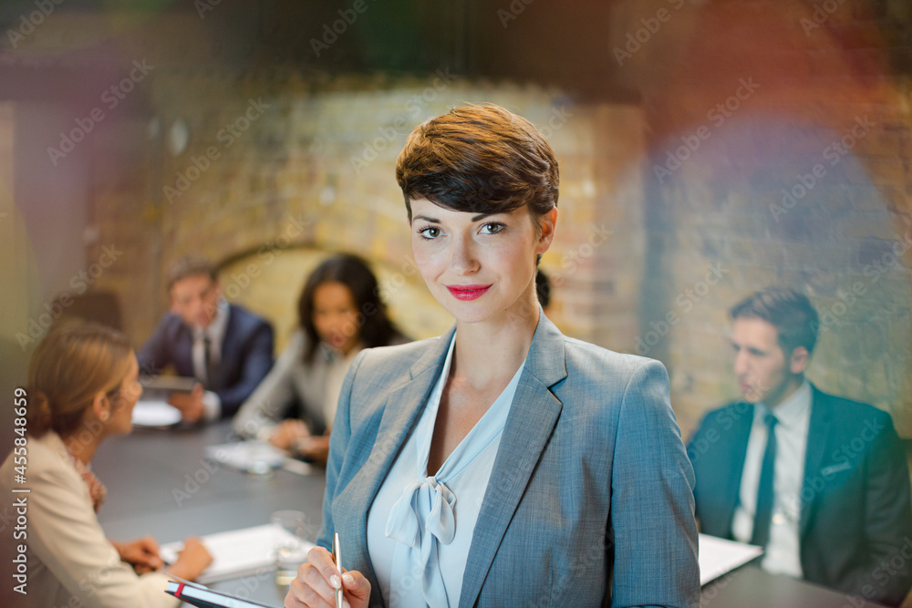 Portrait of confident businesswoman in conference room meeting Portrait of confident businesswoman in conference room meeting
