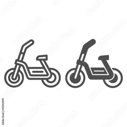 Electric moped line and solid icon, electric transport concept, scooter bike vector sign on white background, outline style icon for mobile concept and web design. Vector graphics.