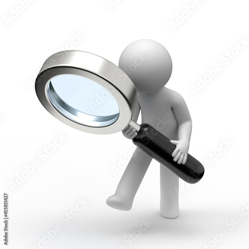 3d man searching with magnifying glass