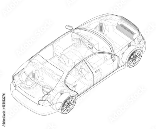 Electromobile. Vector Orthography