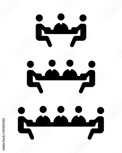 Conjunto icono de reunión de negocios. Concepto de negociación. grupo de personas. Ilustración vectorial, estilo silueta negro photo