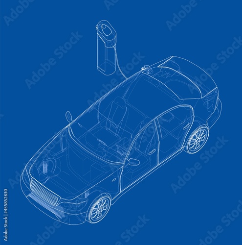 Electric car charging station. Electromobile