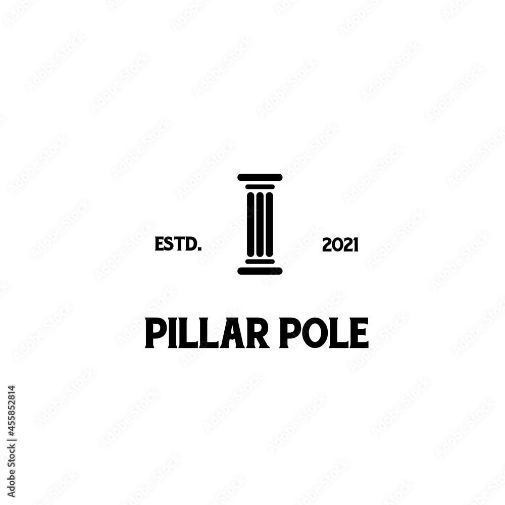 Simple line Pillar pole logo design retro hipster vintage