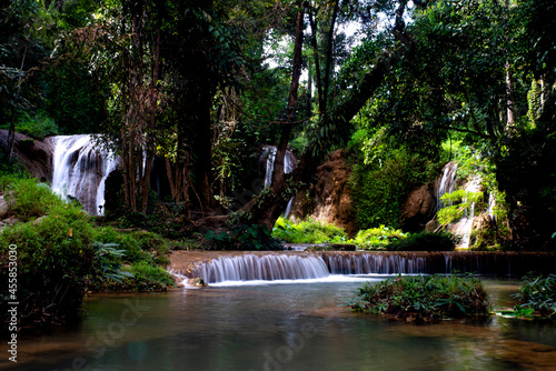 beautiful landscape of waterfall in the fertile forests of Thailand