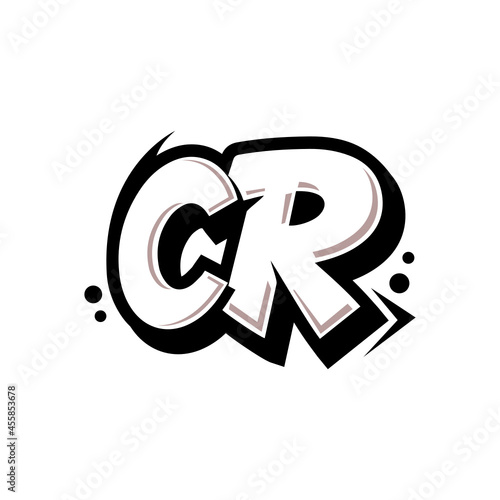 Simple Initial Logo Lettering Cartoon Grafity Black and White CR