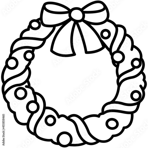 christmas wreath hand drawn outline doodle icon