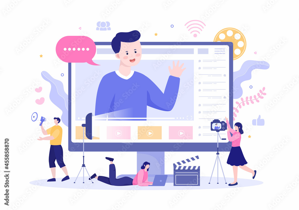 Content Creator Background Vector Illustration of Freelancer Blogger and Video Vlogger Production Can use for Poster or web Design Template Content Creator Background Vector Illustration of Freelancer Blogger and Video Vlogger Production Can use for Poster or web Design Template