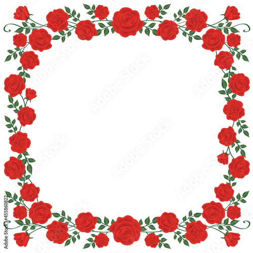 赤いバラのフレーム　正方形 © harako
