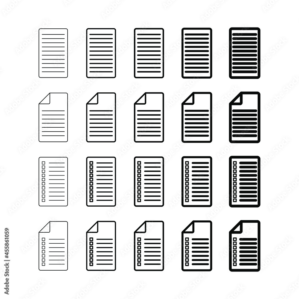 Document line icons. Document Symbol Set. Modern pictogram vector illustration isolated on white background.