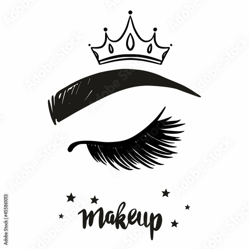 Eyebrow with crown and long eyelashes of a girl