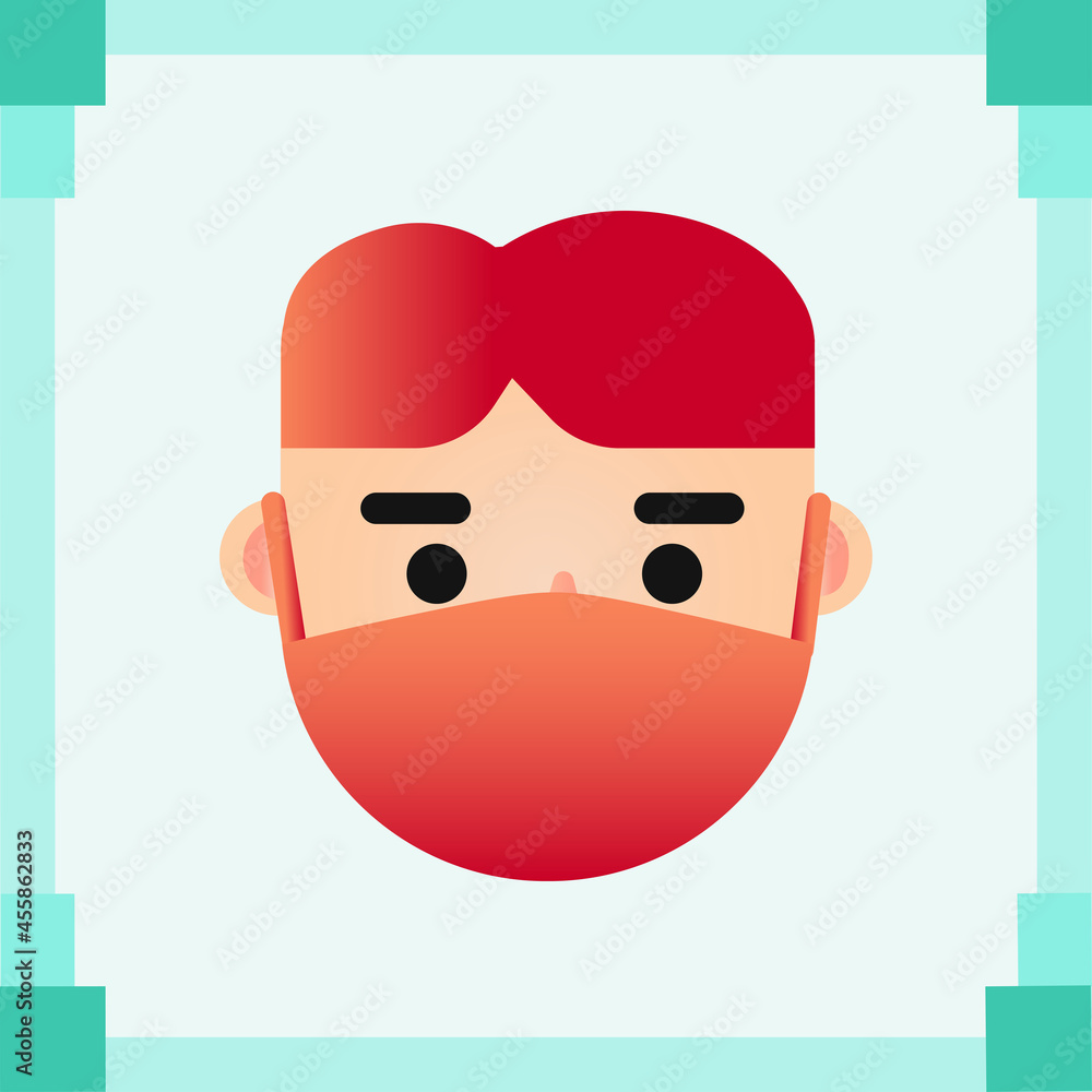 Fototapeta premium Male head flat design vector illustration
