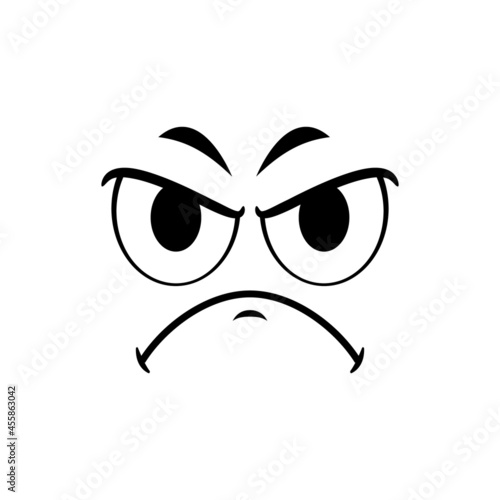 Vector Angry Mad Face Expression on White Background