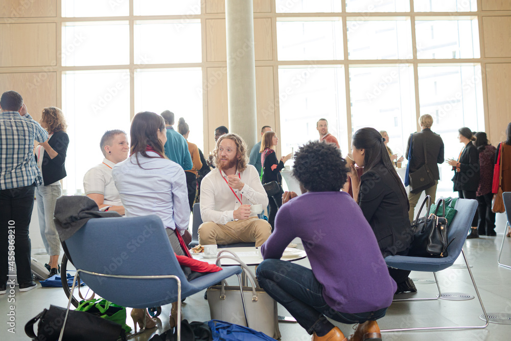 People talking during conference break